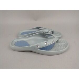 Tony Little Cheeks Health Sandals Grey Blue Rhinestone Flip Flops Womens 7